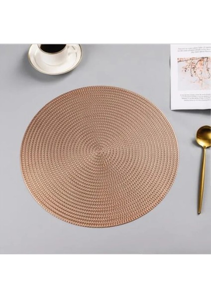 Gül Altın Yuvarlak 38 cm 38 cm Yuvarlak Pvc Placemat Mutfak Yemek Masası Paspaslar Biftek Pedi Anti-Haşlanma Yalıtım Pedleri Ins Nordic Otel Restoran Ev Dekor (Yurt Dışından)