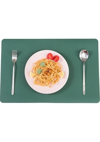 Yeşil 4 Takım 4/6/8/10 Suni Deri Placemats Seti Isıya Dayanıklı Kolay Temizlenebilir Kaymaz Dikdörtgen Mat Mutfak Yemek Masası Süslemeleri Için (Yurt Dışından)
