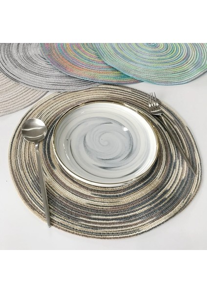 F Yuvarlak 38CM Dekorasyon Yuvarlak Dokuma Yeri Yemek Masası Pedi, Isıya Dayanıklı Mutfak Kaymaz Mat (Yurt Dışından)