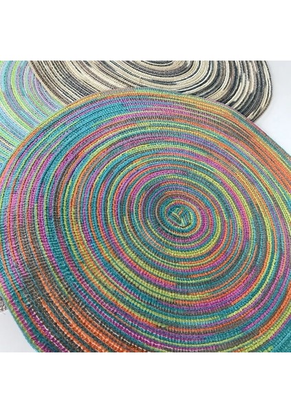 F Yuvarlak 38CM Dekorasyon Yuvarlak Dokuma Yeri Yemek Masası Pedi, Isıya Dayanıklı Mutfak Kaymaz Mat (Yurt Dışından)