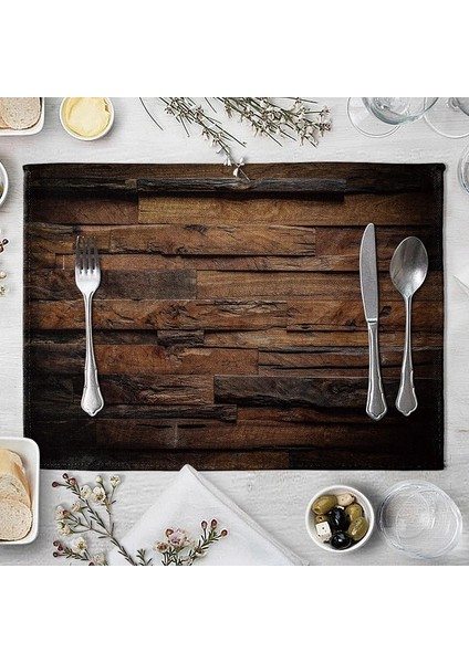 Stil 2 Plaka Mat Yer Paspasları Taklit Ahşap Tahıl Placemat Keten Ped 40*30 cm Yemek Masası Mat Kaymaz Placemats Kase Coaster (Yurt Dışından)