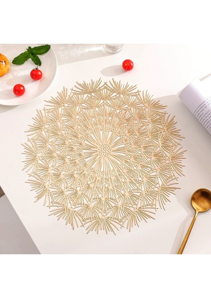 Karahindiba 4 Adet 6/4 Adet Yaprak Şekli Placemats Pvc Içi Boş Düzensiz Çizgi Placemat Yemek Masası Dekorasyon Pedi Akşam Yemeği Kesme Asılabilir Altın Tablemat (Yurt Dışından)