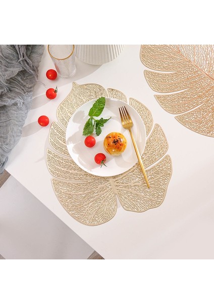 Karahindiba 4 Adet 6/4 Adet Yaprak Şekli Placemats Pvc Içi Boş Düzensiz Çizgi Placemat Yemek Masası Dekorasyon Pedi Akşam Yemeği Kesme Asılabilir Altın Tablemat (Yurt Dışından) fiyatları