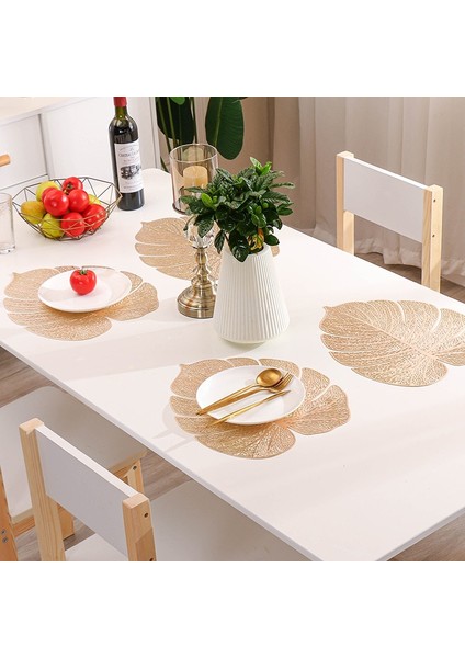 Karahindiba 4 Adet 6/4 Adet Yaprak Şekli Placemats Pvc Içi Boş Düzensiz Çizgi Placemat Yemek Masası Dekorasyon Pedi Akşam Yemeği Kesme Asılabilir Altın Tablemat (Yurt Dışından) fırsatları