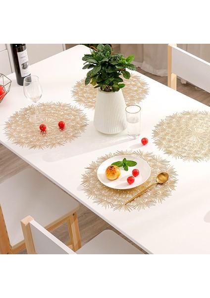 Karahindiba 4 Adet 6/4 Adet Yaprak Şekli Placemats Pvc Içi Boş Düzensiz Çizgi Placemat Yemek Masası Dekorasyon Pedi Akşam Yemeği Kesme Asılabilir Altın Tablemat (Yurt Dışından) indirimleri