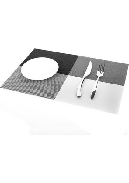 Siyah 4 Adet Set Whq 4 Adet/takım Placemats Pvc Masa Mat Renk Bloğu Yemek Disk Pedleri Bardak Şömine Napperon 30*45 cm Plaka Bar Tapete De Lugar (Yurt Dışından)