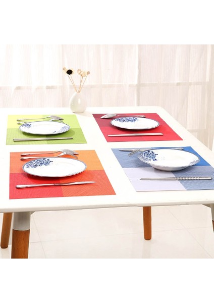 Siyah 4 Adet Set Whq 4 Adet/takım Placemats Pvc Masa Mat Renk Bloğu Yemek Disk Pedleri Bardak Şömine Napperon 30*45 cm Plaka Bar Tapete De Lugar (Yurt Dışından) fırsatları