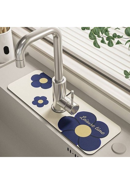 R 38X13 cm Klasik Lavabo Musluğu Drenaj Pedi Masa Mat Tuvalet Diatom Çamur Emici Ped Kaymaz Anti-Küf Mat Mutfak Tezgahı Yemek Için (Yurt Dışından)