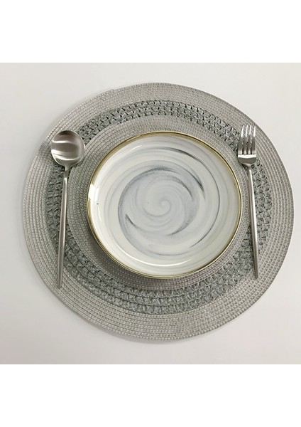 T Yuvarlak 35CM Yuvarlak Örgü Placemat Masa Paspasları Basit Stil Yemek Peçete Pedleri Kaymaz Isıya Dayanıklı Coaster Yastık Mutfak Parti Dekorasyon (Yurt Dışından)