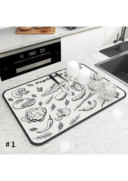 69-1 S 30X40CM Süper Emici Kahve Tabağı Büyük Mutfak Emici Drenaj Mat Kurutma Mat Hızlı Kuru Banyo Drenaj Pedi Mutfak Musluk Placemat (Yurt Dışından)