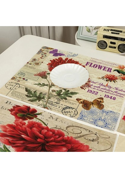 11 42X32 cm Shabby Chic Placemat Pirinç Kağıdı Oymacılık Stamperia Keten Masa Dekor Vintage Çiçek Coaster Pad Kase Kahve Fincanı Mat 42X32 cm (Yurt Dışından) modelleri