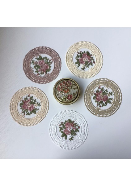 Fasulye Ezmesi 12 cm S Vintage Dantel Haşlanma Önleyici Coaster Nakış Zanaat Kaseler Kahve Fincanları Coaster Avrupa Tarzı Kumaş Masa Yalıtım Mat 12 cm (Yurt Dışından)