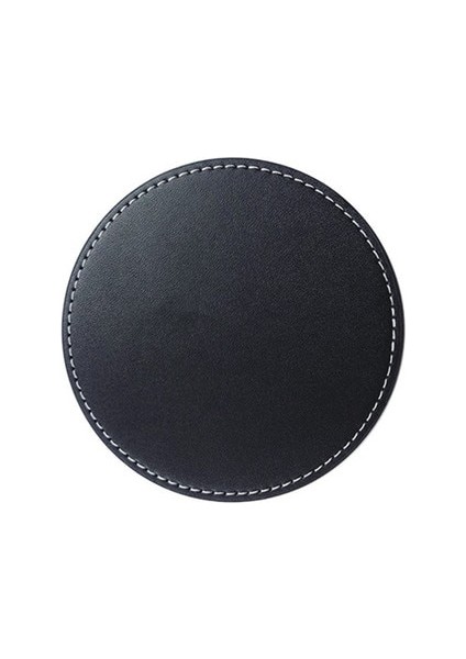 Siyah 10 cm Pu Deri Bardak Su Geçirmez Isıya Dayanıklı Yuvarlak Bardak Altlığı Bardak Mat Sofra Yalıtım Mat Kase Placemat Ev Dekor 1 Adet (Yurt Dışından)