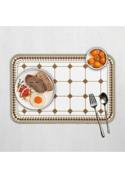 R 45X30 cm Retro Avrupa Deri Servis Altlığı Hafif Lüks Batı Yemek Matı Su Geçirmez ve Yağ Geçirmez Masa Mat Placemats Masa Için (Yurt Dışından)