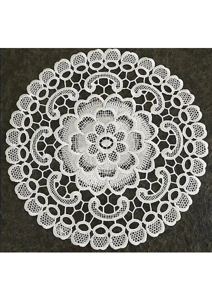 Beyaz 7 Yuvarlak 25 cm Yenı Yuvarlak Dantel Ay Çiçeği Nakış Placemat Bardak Altlığı Mutfak Düğün Noel Masa Yer Mat Bez Ped Yeni Yıl Bardak Altlığı Peçete (Yurt Dışından)
