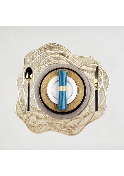 Stil 2 Tek Boyut Masa Mat Çiçek Altın Pvc Placemat Hollow Yalıtım Coaster Pedleri Masa Kase Ev Noel Modern Stil Dekor Isıya Dayanıklı (Yurt Dışından) indirimleri
