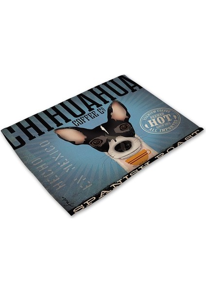 627 42X32 cm Sevimli Köpek Baskılı Keten Placemat Yer Mat Mutfak Masa Mat Yemek Masa Mat (Yurt Dışından)