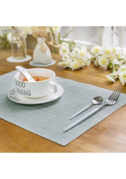 Gök Mavisi 4 Adet-Paket 2/4/6 Adet Placemats Pvc Yemek Masası Mat Örgü Disk Pedleri Kase Bardak De Cozinha 30*45 cm Plaka Bar Mutfak Sehpa Mat (Yurt Dışından) fırsatları