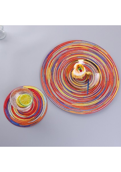 Redc 6 Adet 30 cm 6 Adet/takım Keten Placemats Akşam Yemeği Masa Pedi Masa Coaster Mat Kahvaltı Boho Placemat Yuvarlak Masa Placemat Saman Isı Placemat (Yurt Dışından)