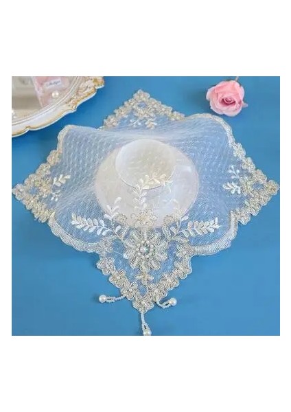 Altın 1 Kare 28 cm Yenı Örgü Boncuk Noel Çiçek Nakış Masa Yer Mat Kumaş Ped Fincan Altlığı Tabak Yemek Placemat Mutfak Kahve Çay Bardak Altlığı Peçete (Yurt Dışından)