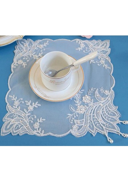 Altın 1 Kare 28 cm Yenı Örgü Boncuk Noel Çiçek Nakış Masa Yer Mat Kumaş Ped Fincan Altlığı Tabak Yemek Placemat Mutfak Kahve Çay Bardak Altlığı Peçete (Yurt Dışından)