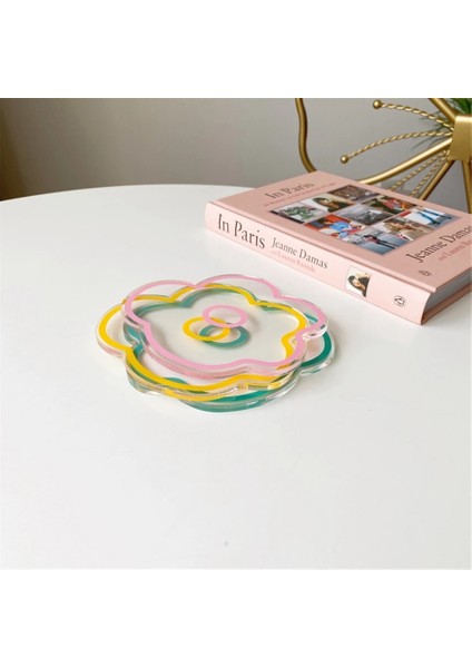 Stil 7 Kore Ins Renkli Akrilik Su Geçirmez Coaster Yalıtım Fincan Altlığı Kahve Süt Su Mat Çiçek Çilek Payet Anti Kayma 1 * Pc (Yurt Dışından) fırsatları