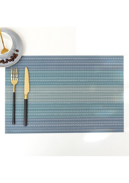 E-Mavi 30X45 cm 6 Pc Set 2/4/6 Adet Placemats Yemek Masası Placemats Otel Ziyafet Parti Ev Dekor Için Dayanıklı Yıkanabilir Pvc Masa Paspaslar Pedleri (Yurt Dışından)