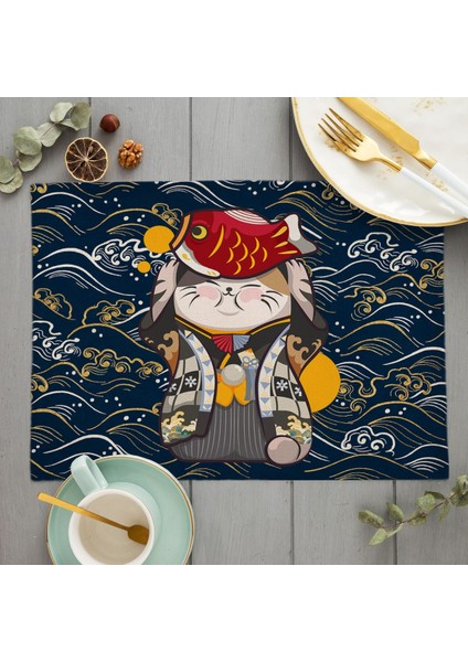 LE241 32X42 cm Benzersiz Orijinal Tasarım Sevimli Plutus Kedi Placemat Japonya Tarzı Yemek Udon Erişte Masa Mat Masaüstü Ped Karikatür Kedi Bardak Altlığı (Yurt Dışından)