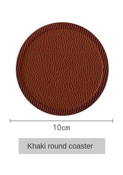 Haki 10CM 10CM Pu Deri Bardak Altlığı Yuvarlak Kaymaz Fincan Mat Isı Yalıtımı Yemek Mat Yağ Tavası Kase Mat Masa Mat Mutfak Aksesuarları (Yurt Dışından)