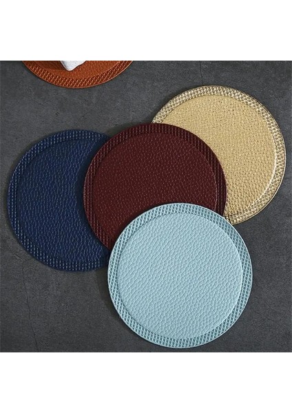 Haki 10CM 10CM Pu Deri Bardak Altlığı Yuvarlak Kaymaz Fincan Mat Isı Yalıtımı Yemek Mat Yağ Tavası Kase Mat Masa Mat Mutfak Aksesuarları (Yurt Dışından) fırsatları