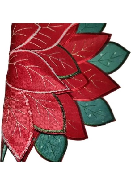 Kırmızı 2 Yuvarlak 35 cm Popüler Yuvarlak Kırmızı Nakış Masa Yer Mat Ped Bez Bardak Bardak Altlığı Peçete Kahve Çay Altlığı Noel Poinsettia Çiçek Placemat Mutfak (Yurt Dışından)