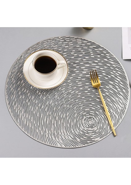 D Gümüş 38 cm 15 Inç 1 Adet Pvc Placemat Yemek Masası Için Içi Boş Ped Coaster Pad Masa Kase Mat (Yurt Dışından)