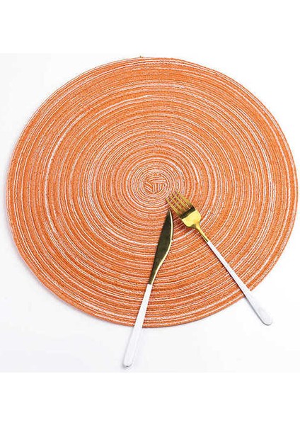 2CD-51009-001 36 cm Yuvarlak Pamuk Dokuma Iskandinav Tarzı Kaymaz Mutfak Placemat Coaster Yalıtım Pedi Bulaşık Kahve Fincanı Masa Mat Peçete Ev 51009 (Yurt Dışından)