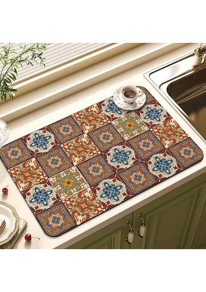 A10 Drenaj Pedi 30X40CM S Çin Klasik Mutfak Emici Drenaj Pedi Bulaşık Kurutma Matı Kauçuk Sofra Drenaj Pedi Yemek Takımı Bardak Şişe Halı Sofra Mat (Yurt Dışından)