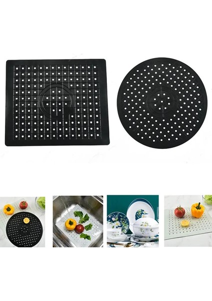 B Siyah M Hızlı Drenaj Lavabo Pedi Mutfak Masa Kaymaz Yumuşak Kauçuk Lavabo Mat Placemat Kurutma Bulaşıkları Isı Yalıtımı Koruyucu Yemekler Erişim (Yurt Dışından) modelleri