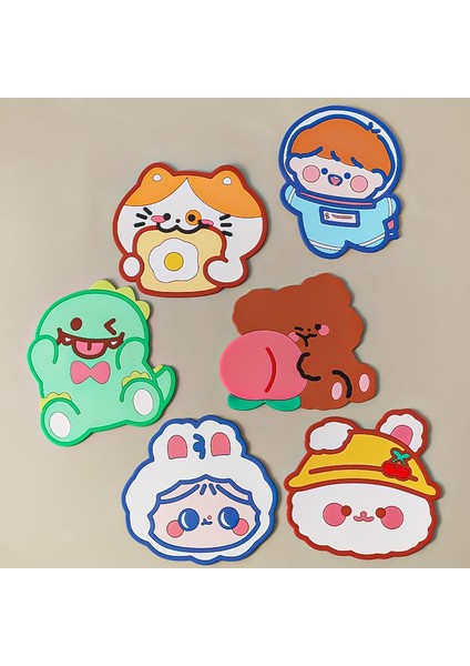02 Karikatür Figürü Karikatür Özel Şekilli Coaster Sevimli Kaymaz Yalıtım Pedi Ev Mutfak Haşlanma Önleyici Ped Silikon Çay Altlığı Placemat (Yurt Dışından) fırsatları