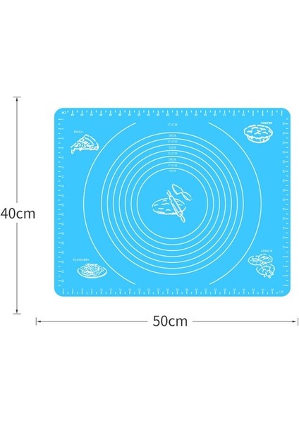 50X40 cm Mavi Ekstra Büyük Silikon Yoğurma Hamur Mat Kurabiye Pasta Pişirme Pedleri Mutfak Masa Mat Yapışmaz Macun Un Masa Sayfası Bakeware (Yurt Dışından)