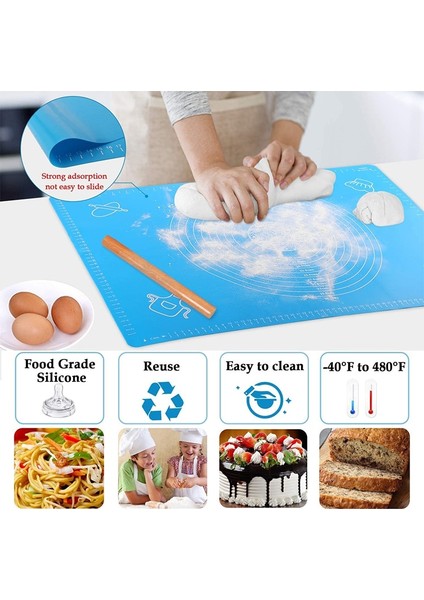 50X40 cm Mavi Ekstra Büyük Silikon Yoğurma Hamur Mat Kurabiye Pasta Pişirme Pedleri Mutfak Masa Mat Yapışmaz Macun Un Masa Sayfası Bakeware (Yurt Dışından) fırsatları