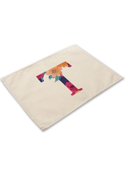 2CD-ZM0001-20 Çiçek Mektup Desen Pamuk Keten Ped Yemek Masası Paspaslar Coaster Kase Fincan Mat Desen Mutfak Placemat 42*32 cm Ev Dekor ZM0001 (Yurt Dışından)