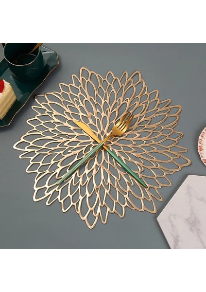 Gül Altın 38 cm 1 Adet Pvc Içi Boş Yalıtım Coaster Pedleri Masa Kase Mat Ev Yılbaşı Dekoru Isıya Dayanıklı Çiçek Şekli Placemat Yemek Masası (Yurt Dışından) indirimleri
