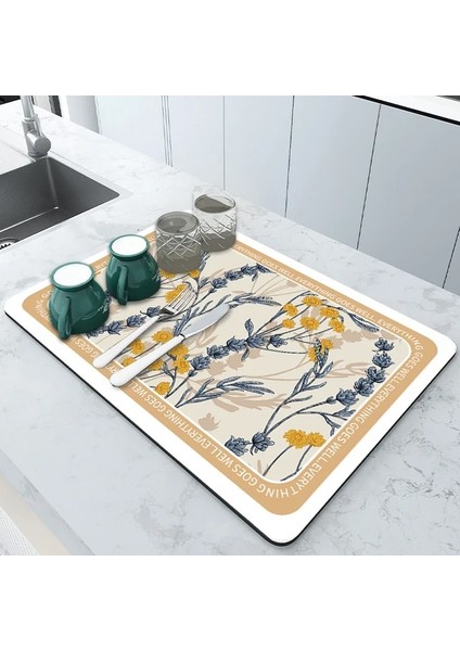 Tw-03-15 L 40X50CM Süper Emici Drenaj Mat Mutfak Banyo Musluk Tezgah Üstü Emici Mat Kahve Makinesi Su Bardağı Kase Kurutma Placemat (Yurt Dışından)