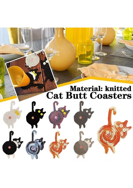 Turuncu L Kedi Butt Coaster Çay Kahve Fincanı Masa Mat Placemats Dayanıklı Isıya Dayanıklı Masa Placemats Kase Ped Bardak Yeni Ev Dekorasyonu (Yurt Dışından)