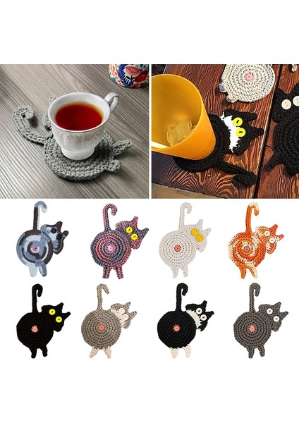 Turuncu L Kedi Butt Coaster Çay Kahve Fincanı Masa Mat Placemats Dayanıklı Isıya Dayanıklı Masa Placemats Kase Ped Bardak Yeni Ev Dekorasyonu (Yurt Dışından)