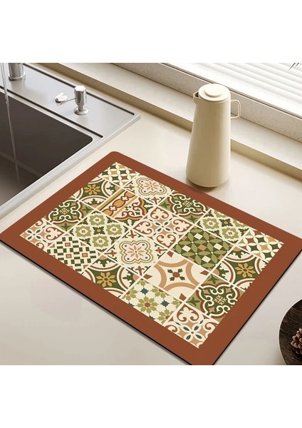 Drenaj Paspasları F M 30 x 50CM Emici Kahve Pedi Bulaşık Kurutma Sofra Paspasları Büyük Mutfak Tezgahı Drenaj Matı Hızlı Kuruyan Pedler Placemat Banyo Drenaj Pedi (Yurt Dışından)