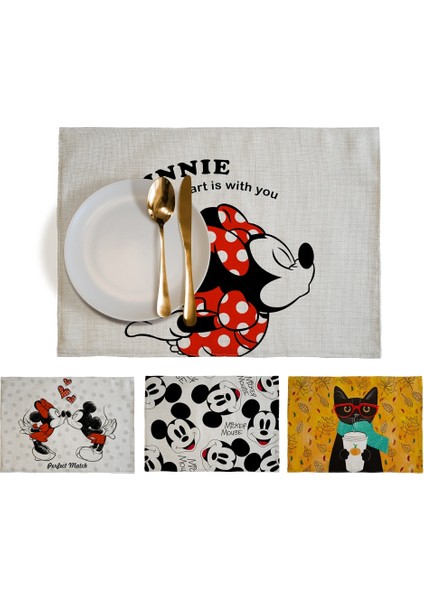 Pm-08 Dikdörtgen 46CMX33CM Mickey Mouse Baskı Mutfak Servis Altlığı Disney Yemek Pişirme Paspasları Batı Pedi Pamuk Keten Bardak Altlığı Kase Isıya Dayanıklı Mat (Yurt Dışından)