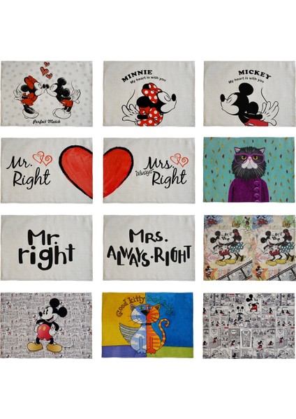 Pm-08 Dikdörtgen 46CMX33CM Mickey Mouse Baskı Mutfak Servis Altlığı Disney Yemek Pişirme Paspasları Batı Pedi Pamuk Keten Bardak Altlığı Kase Isıya Dayanıklı Mat (Yurt Dışından)