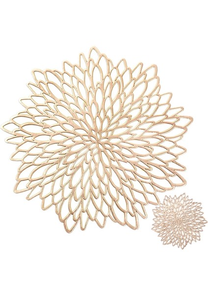 10CM Coaster 6 Adet 4/8 Adet Altın Gümüş Pvc Placemat Yemek 38CM Masa Mat Yıkanabilir Çiçek Tasarımı Düğün Ev Dekorasyonu Için 10CM Coaster Masa Pedleri (Yurt Dışından)