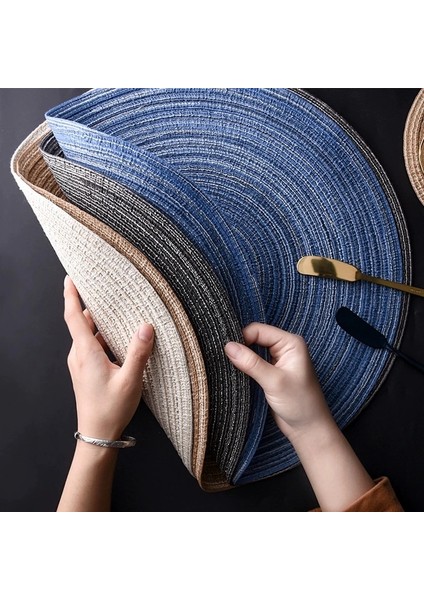 30 cm Mavi 6 Adet 6 Adet/takım Yuvarlak Rami Yalıtım Pedi Katı Placemats Keten Kaymaz Masa Paspasları Mutfak Aksesuarları Dekorasyon Ev Ped Coaster (Yurt Dışından)
