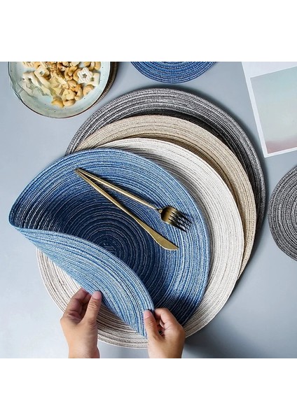 30 cm Mavi 6 Adet 6 Adet/takım Yuvarlak Rami Yalıtım Pedi Katı Placemats Keten Kaymaz Masa Paspasları Mutfak Aksesuarları Dekorasyon Ev Ped Coaster (Yurt Dışından)