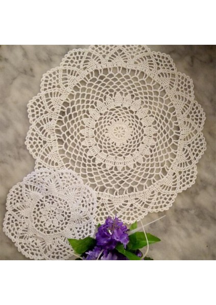 Sarı Yuvarlak 20CM 2 Boyut Yeni 2023 Pamuk Placemat Bardak Altlığı Kupa Mutfak Düğün Masa Yer Mat Kumaş Dantel Tığ Çay Kahve Bardak Altlığı Peçete El Yapımı Ped (Yurt Dışından)